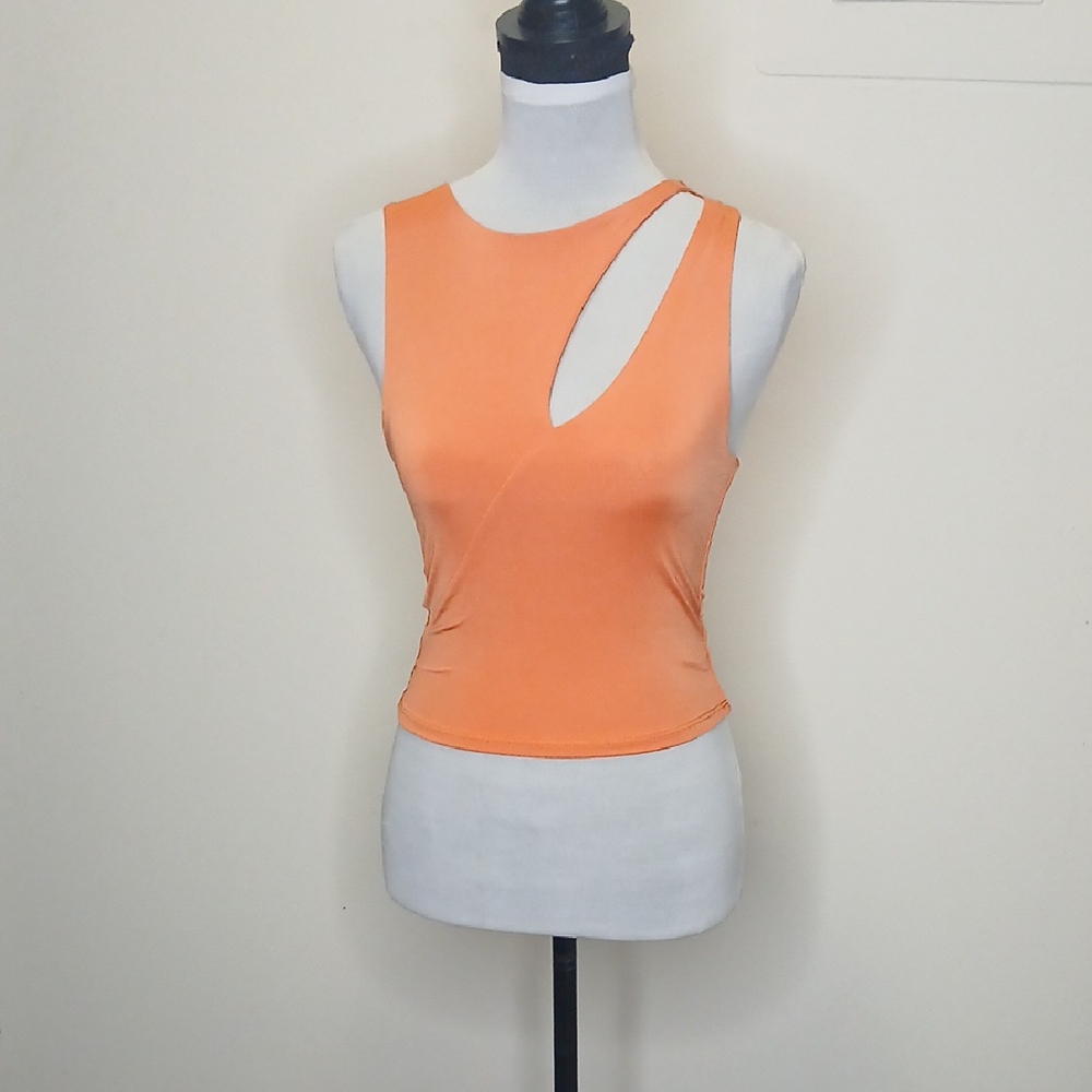 In This Moment Orange Cut Out Crop Tank Top Size Small
